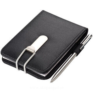 Notepad with calculator and elastic strap in canvas look, made of synthetic fibre 2. picture